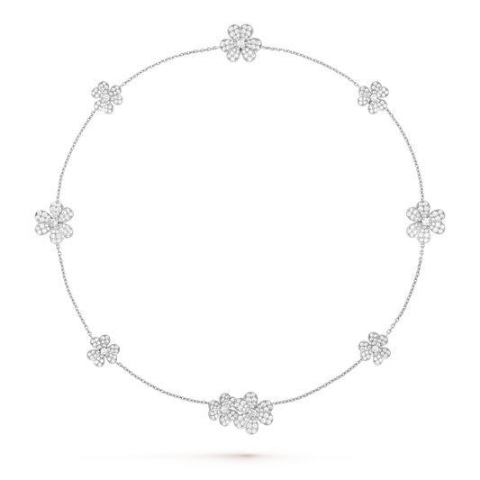 VCA FRIVOLE SILVER 9 FLOWERS NECKLACE