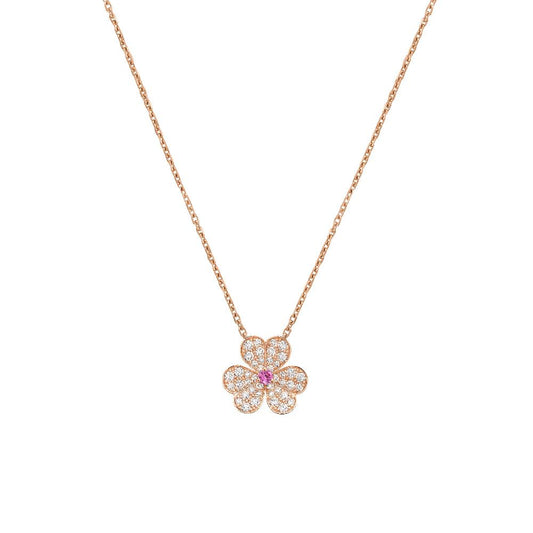 VCA FRIVOLE ROSE GOLD FLOWER DIAMOND NECKLACE