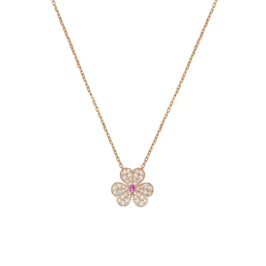 VCA FRIVOLE ROSE GOLD FLOWER DIAMOND NECKLACE