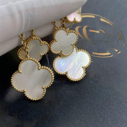 VCA CLOVER EARRINGS WHITE MOP 4 MOTIFS GOLD
