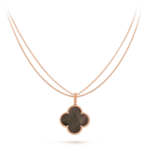 VCA CLOVER 25MM GOLD DARK MOP BIG CLOVER NECKLACE