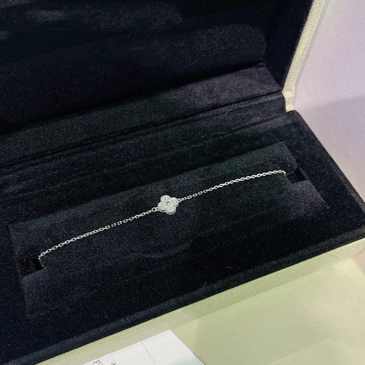 VCA CLOVER SINGLE FLOWER BRACELET SILVER