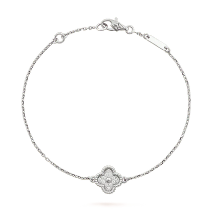 VCA CLOVER SINGLE FLOWER BRACELET SILVER