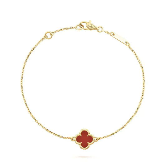 VCA CLOVER CARNELIAN SINGLE FLOWER BRACELET