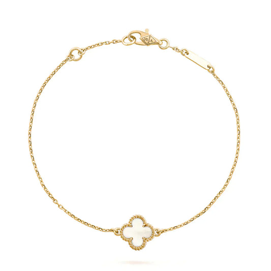 VCA CLOVER WHITE MOP SINGLE FLOWER BRACELET