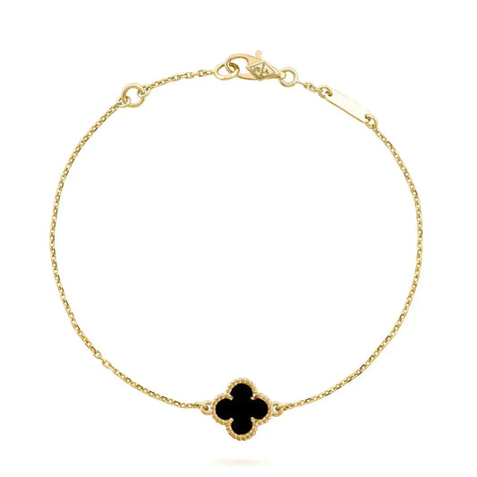 VCA CLOVER ONYX SINGLE FLOWER BRACELET