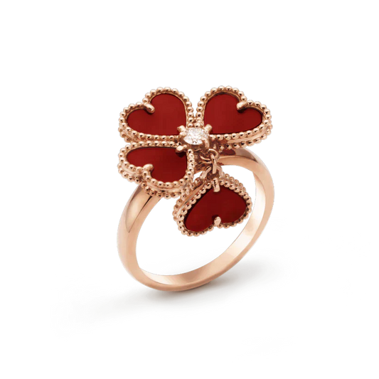 VCA SWEET CLOVER CARNELIAN RING