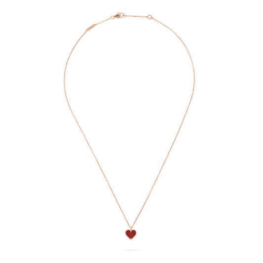 VCA SWEET CLOVER CARNELIAN HEART NECKLACE