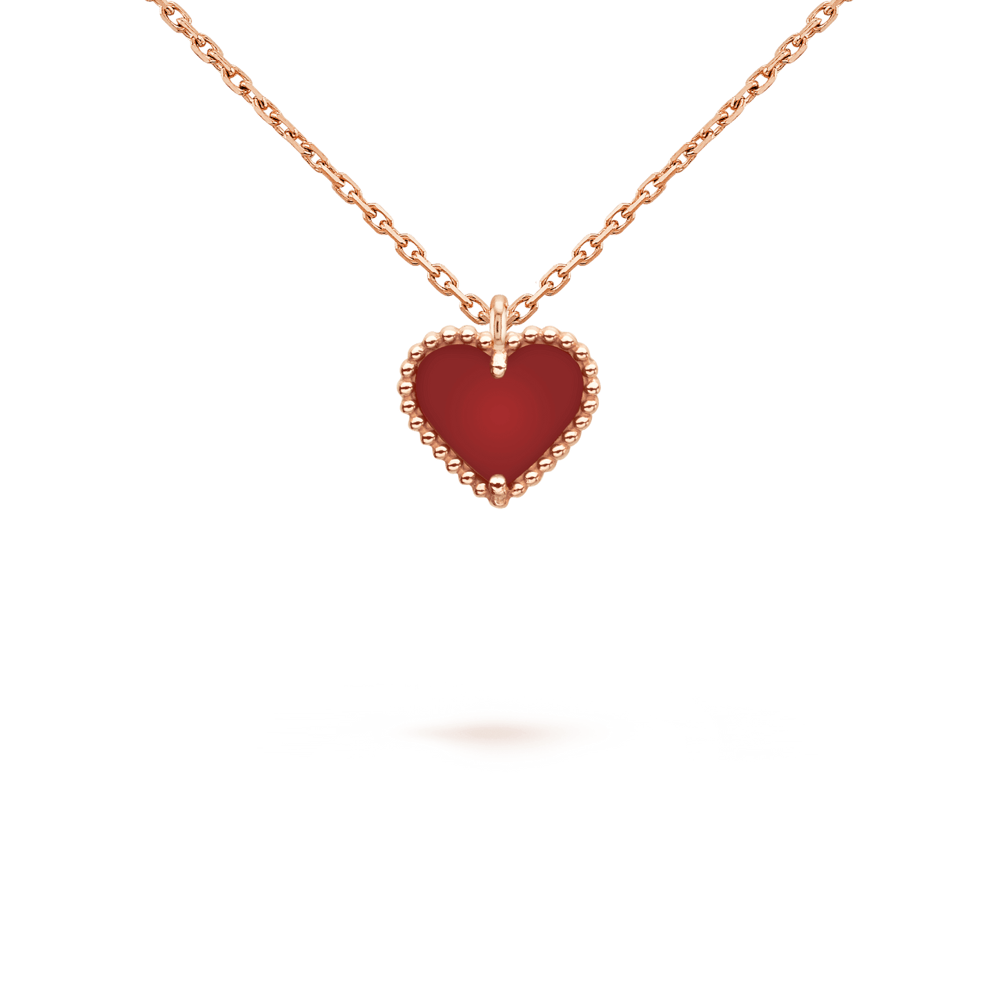 VCA SWEET CLOVER CARNELIAN HEART NECKLACE