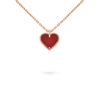 VCA SWEET CLOVER CARNELIAN HEART NECKLACE