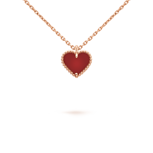 VCA SWEET CLOVER CARNELIAN HEART NECKLACE