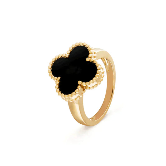 VCA CLOVER ONYX RING