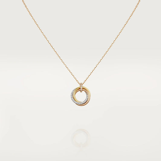CARTIER TRINITY NECKLACE SILVER GOLD PINK GOLD DIAMONDS