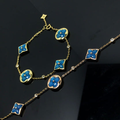 LOUIS VUITTON STAR AND SUN 4 MOTIF BLUE BRACELET