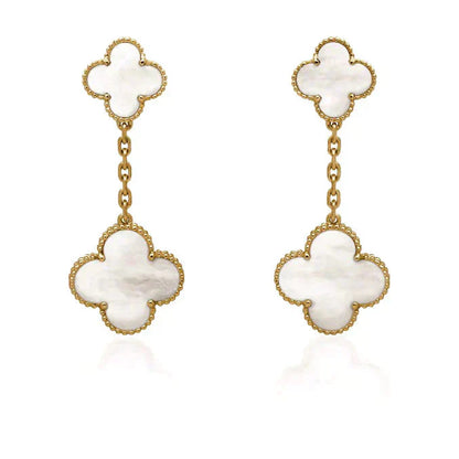 VCA CLOVER 2 MOTIF WHITE MOP EARRINGS