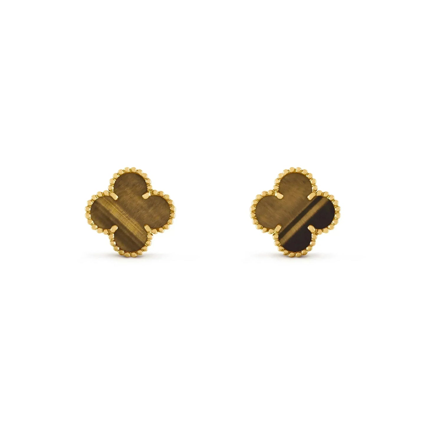 VCA CLOVER MEDIUM 1 MOTIFS TIGER EYE EARRINGS